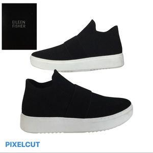Eileen Fisher Black Nylon Mesh Pari Slip On Platform Sneaker Size 9